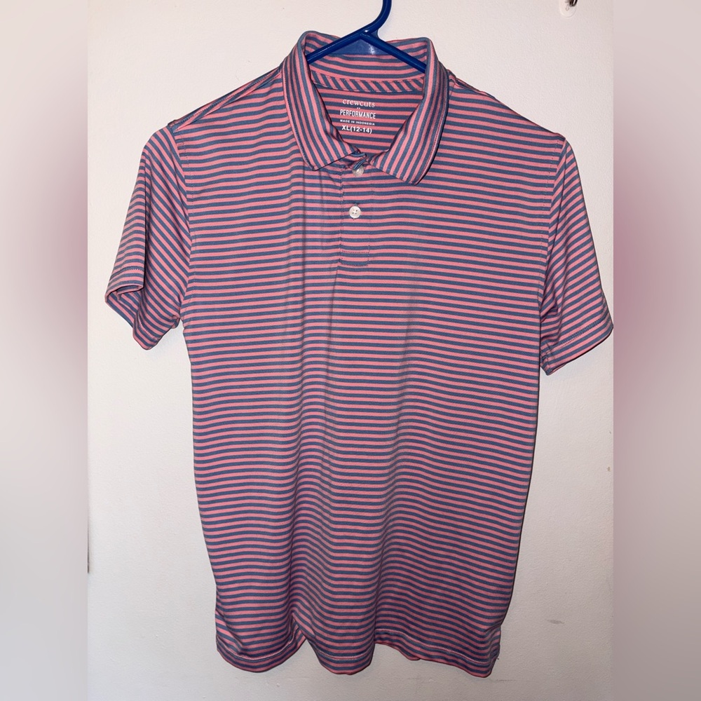 Crewcuts boys Performance Striped Polo Shirt - Pink/Blue